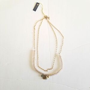 Niquea.D Paperclip Chain Necklace with Crystals and Charms, Gold-tone, NWT